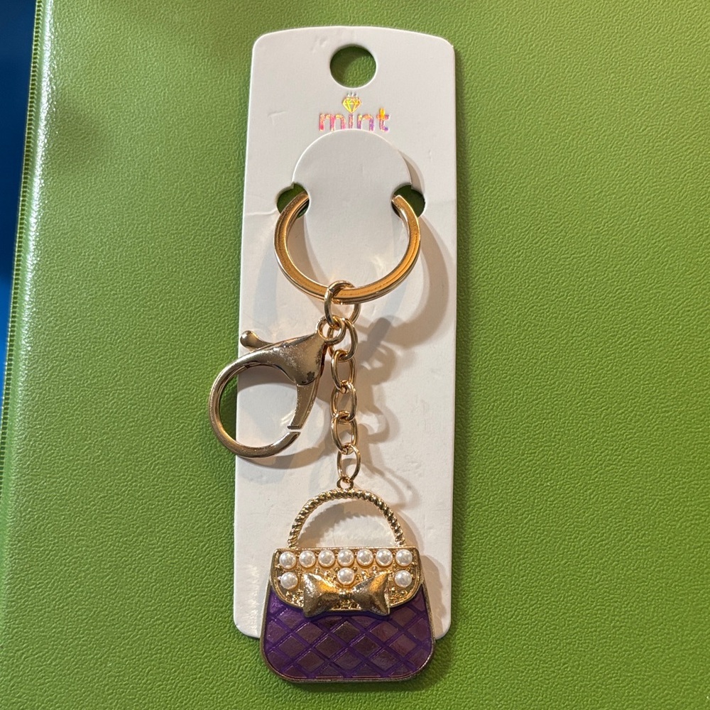Mint Purple and Gold Purse Keychain/Bag Charm